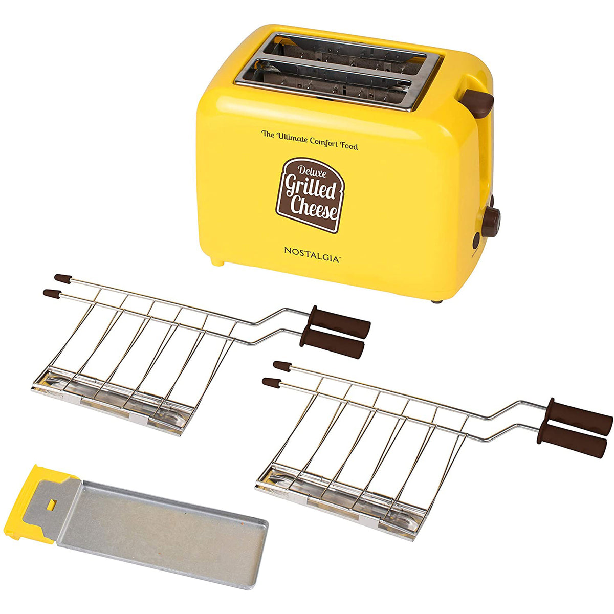 Nostalgia Deluxe Extra Wide Slot Grilled Cheese Sandwich Toaster with Baskets