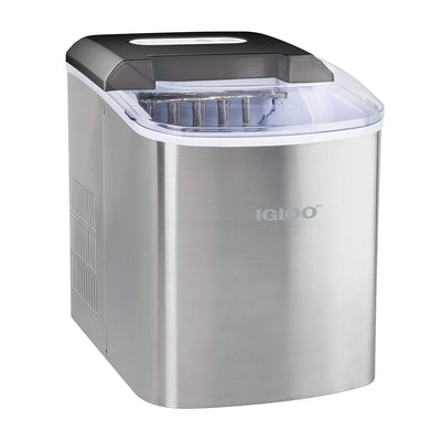 Igloo 26lb Capacity Portable Countertop Ice Cube Maker Machine, Silver(Open Box)