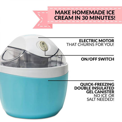 Nostalgia 1 Pint Electric Kitchen Countertop Ice Cream Maker, Blue (Open Box)