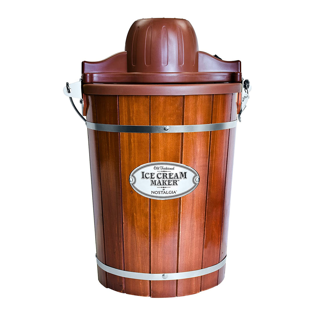 Nostalgia 6qt Electric Wood Bucket Ice Cream Maker w/Easy Carry Handle(Open Box)