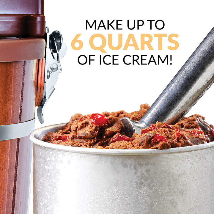 Nostalgia 6qt Electric Wood Bucket Ice Cream Maker w/Easy Carry Handle(Open Box)