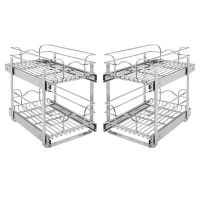 Rev-A-Shelf 5WB2-0918-CR 9"x18" Cabinet 2 Tier Pull Out Wire Baskets (2 Pack)