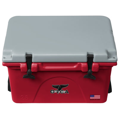 Orca Roto Molded 26 Quart 24 Can Insulated Ice Cooler, Crimson/Gray (Used)