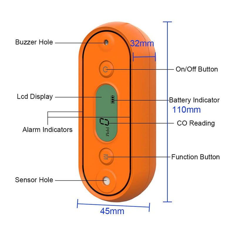 DOEATOOW CO-4 Travel Size Carbon Monoxide Detector w/ Visual and Audible Alerts