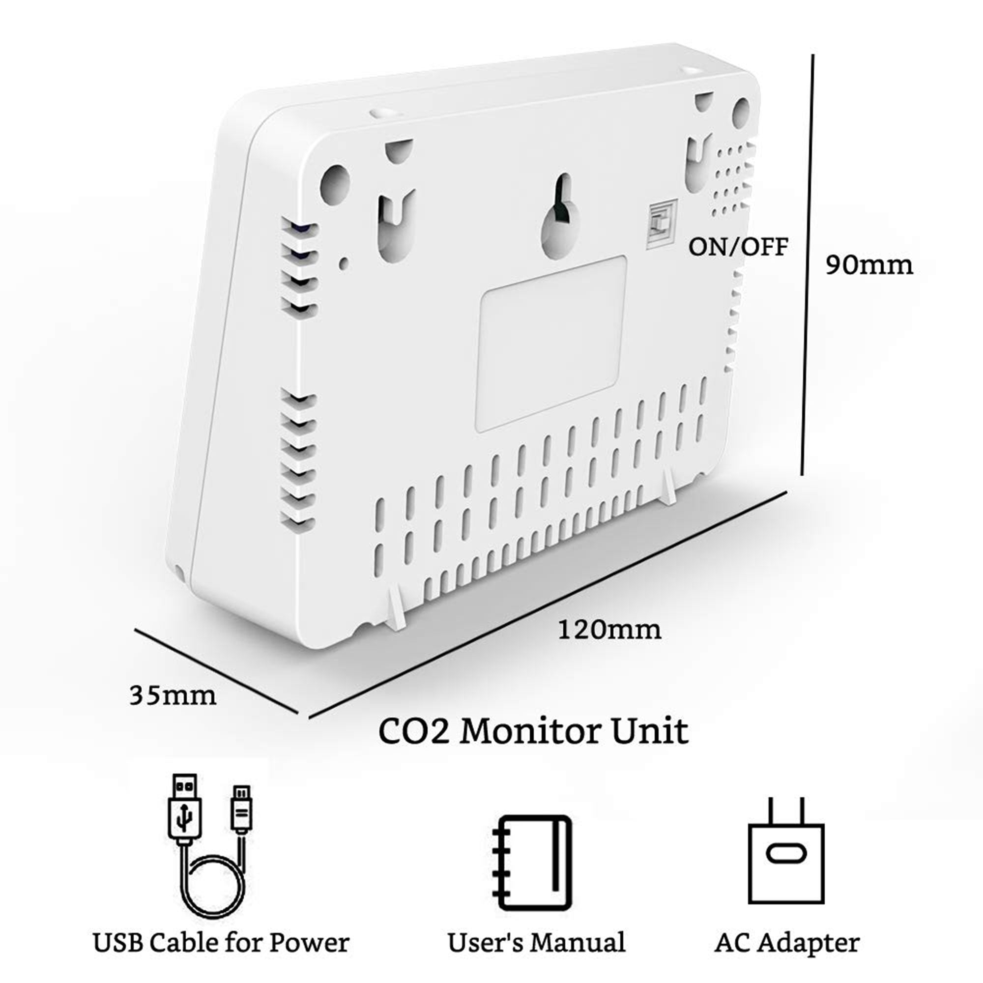 GZAIR 1T Portable Indoor Temperature & Relative Humidity Carbon Dioxide Detector - VMInnovations