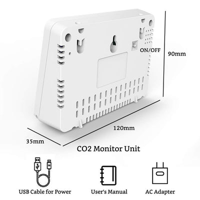 GZAIR 1T Portable Indoor Temperature & Relative Humidity Carbon Dioxide Detector - VMInnovations
