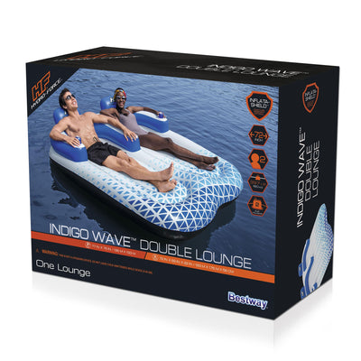 Bestway Hydro-Force Indigo Wave 72" Double 2 Person Inflatable Lounge Pool Float