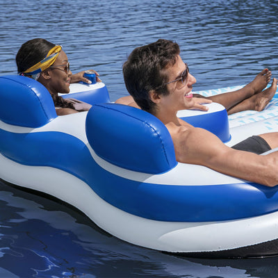 Bestway Hydro-Force Indigo Wave 72" 2 Person Inflatable Lounge Pool Float (Used)