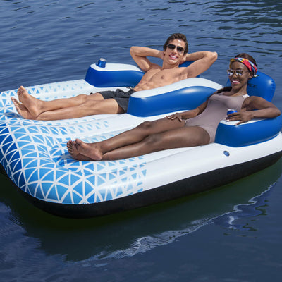 Bestway Hydro-Force Indigo Wave 72" 2 Person Inflatable Lounge Pool Float (Used)