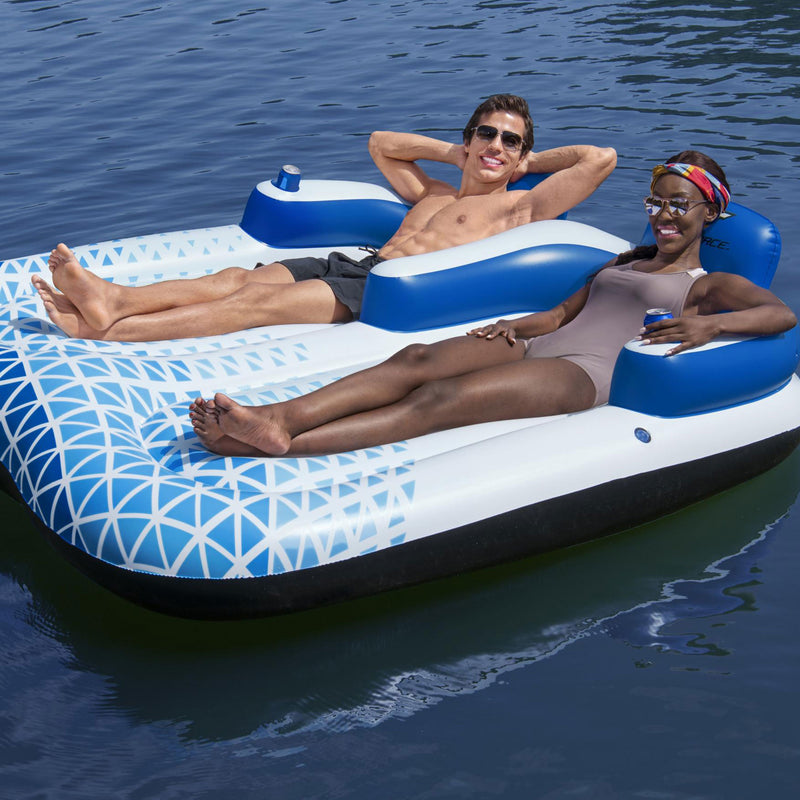 Bestway Hydro-Force Indigo Wave 72" 2 Person Inflatable Lounge Pool Float (Used)