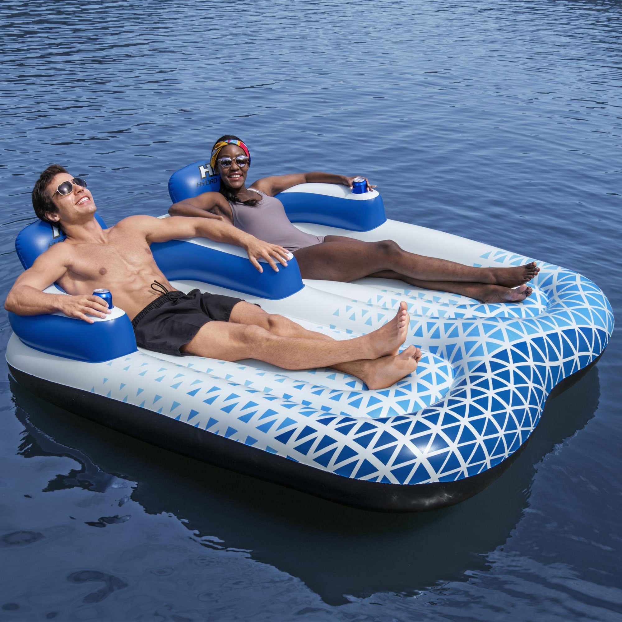 Bestway Hydro-Force Indigo Wave 72" 2 Person Inflatable Lounge Pool Float (Used) - VMInnovations