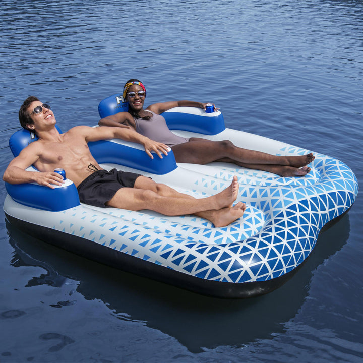 Bestway Hydro-Force Indigo Wave 72" 2 Person Inflatable Lounge Pool Float (Used)