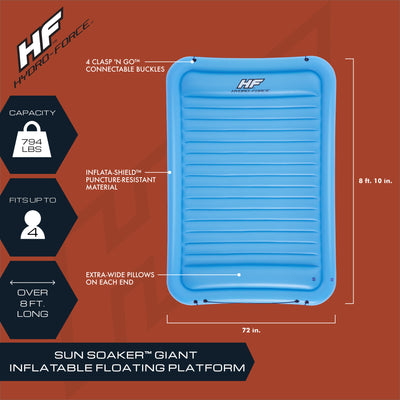 Bestway Hydro-Force Sun Soaker 4 Person Inflatable Platform Float, Blue (Used) - VMInnovations