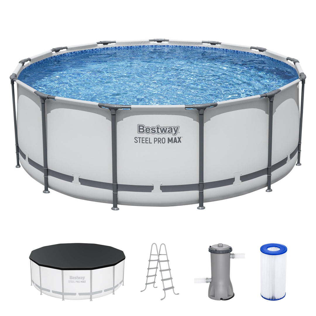 Bestway Steel Pro MAX 13'x48" Round Above Ground Pool w/ Pump & Cover (Open Box) - VMInnovations