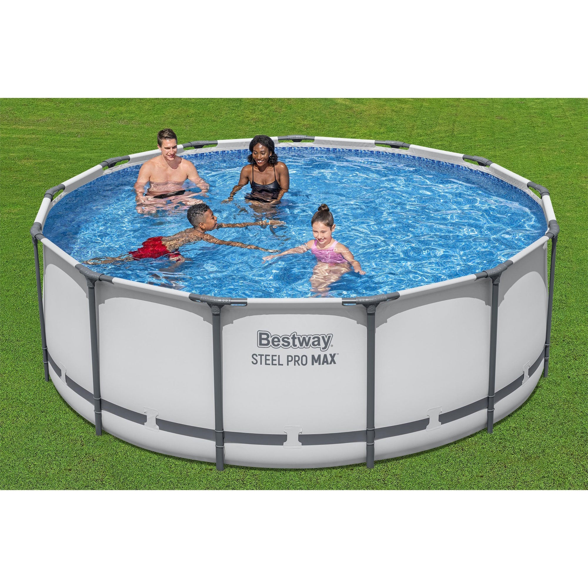 Bestway Steel Pro MAX 13 Foot Round Above Ground Pool Set w/ 3 Layer Liner(Used)