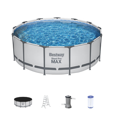 Bestway Steel Pro MAX 13 Foot Round Above Ground Pool Set w/ 3 Layer Liner(Used)