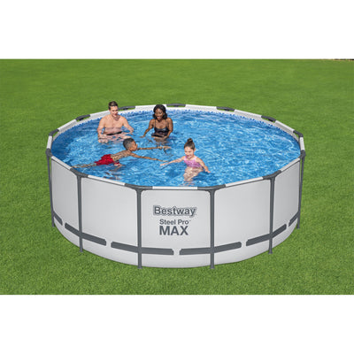 Bestway Steel Pro MAX 13 Foot Round Above Ground Pool Set w/ 3 Layer Liner(Used)