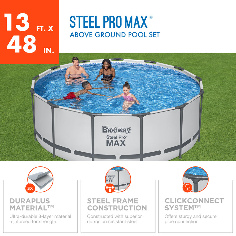 Bestway Steel Pro MAX 13 Foot Above Ground Pool Set w/ 3 Layer Liner (For Parts)