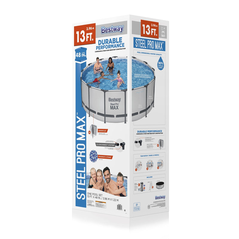 Bestway Steel Pro MAX 13 Foot Round Above Ground Pool Set w/ 3 Layer Liner(Used)