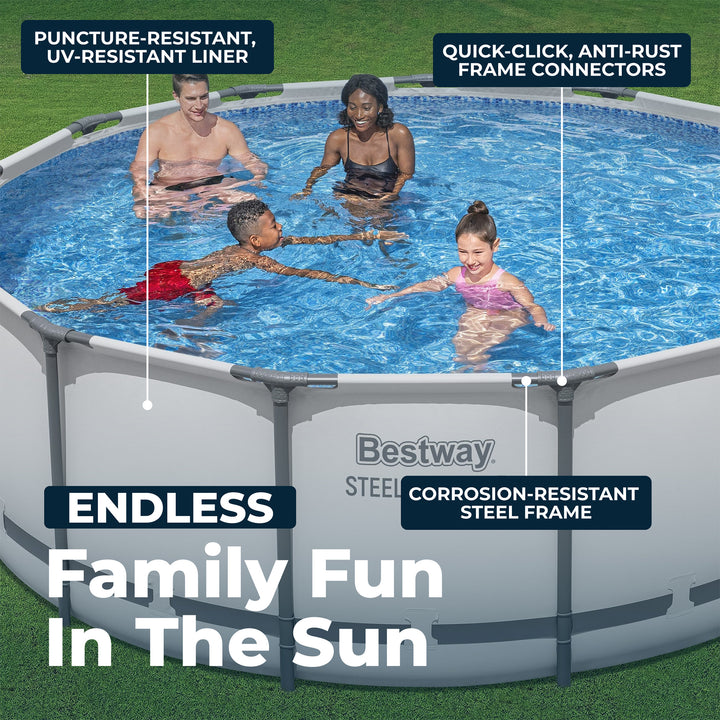 Bestway Steel Pro MAX 13'x48" Round Above Ground Swimming Pool with Pump & Cover - VMInnovations