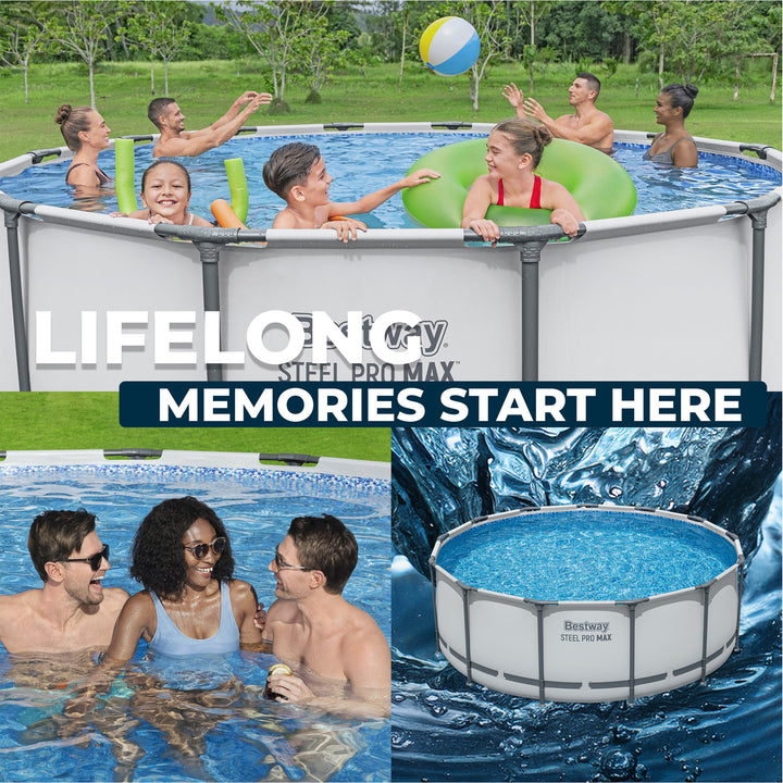 Bestway Steel Pro MAX 13'x48" Round Above Ground Swimming Pool with Pump & Cover - VMInnovations
