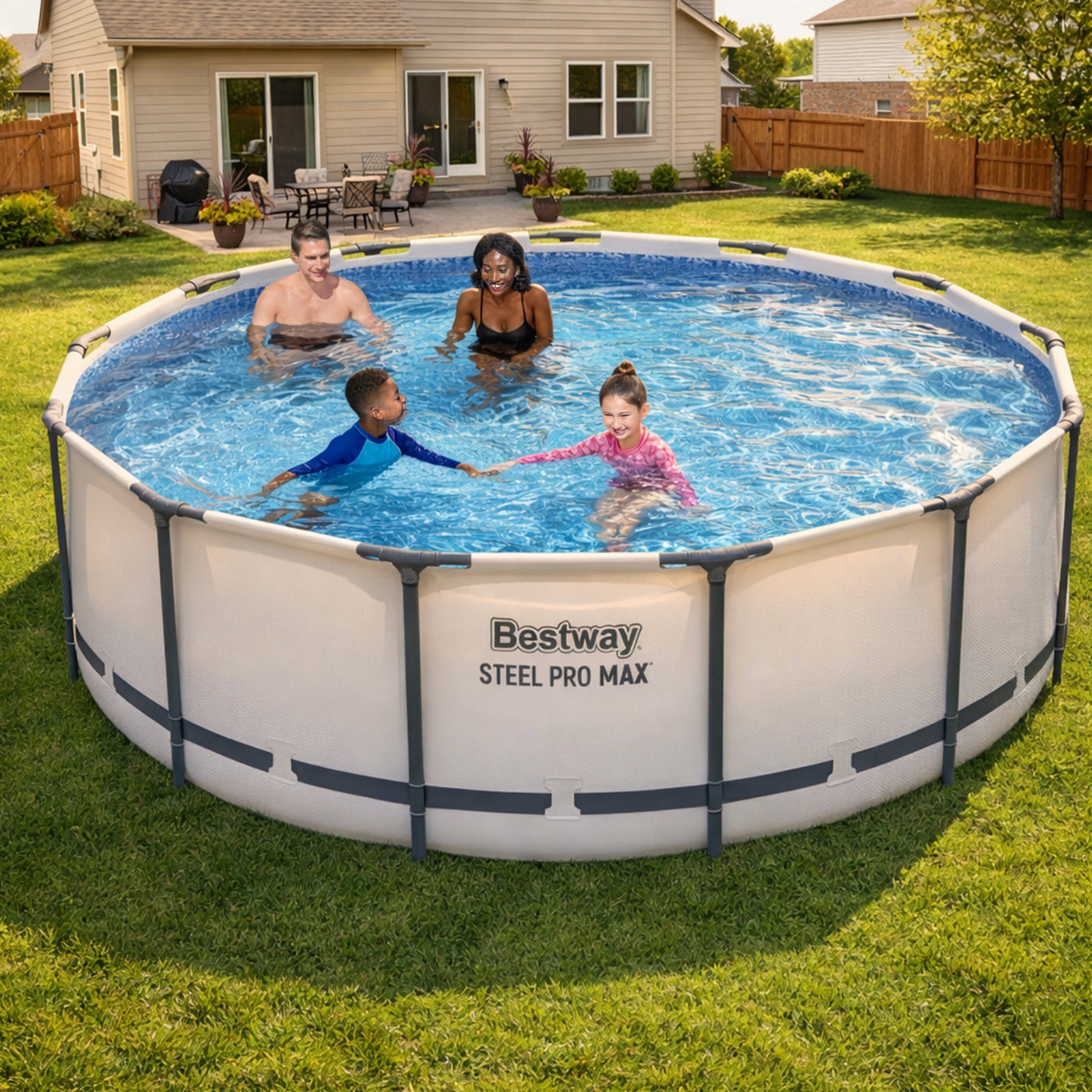 Bestway Steel Pro MAX 13'x48" Round Above Ground Swimming Pool with Pump & Cover - VMInnovations