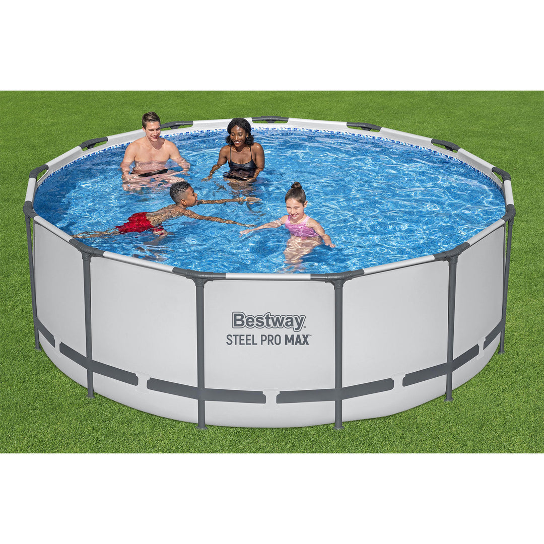 Bestway Steel Pro MAX 13 Foot Round Above Ground Pool Set w/ 3 Layer Liner(Used)