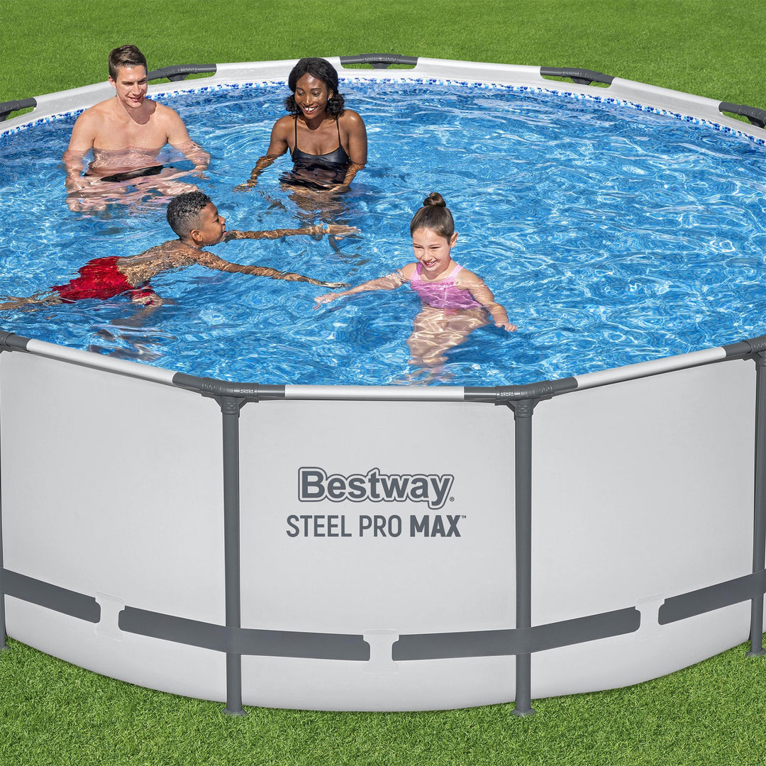 Bestway Steel Pro MAX 13 Foot Round Above Ground Pool Set w/ 3 Layer Liner(Used)