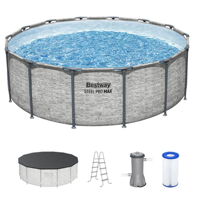 Bestway Steel Pro MAX 14 Foot Above Ground Pool Set w/ 3 Layer Liner (Open Box)