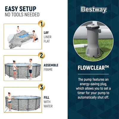 Bestway Steel Pro MAX 14 Foot Above Ground Pool Set w/ 3 Layer Liner (Used)