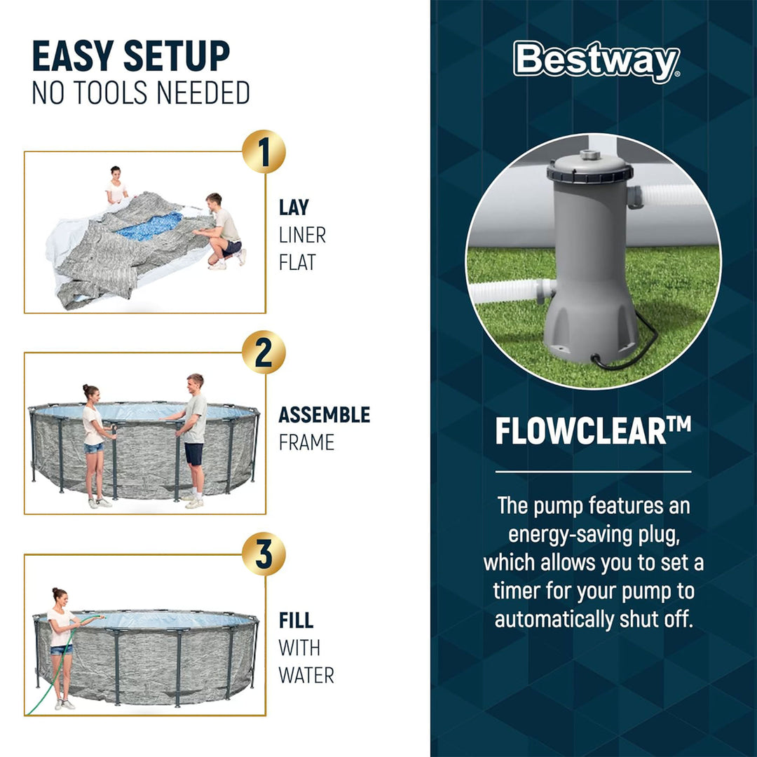 Bestway Steel Pro MAX 14 Foot Above Ground Pool Set w/ 3 Layer Liner (Open Box)