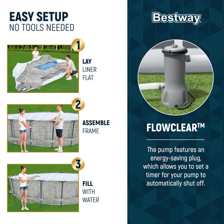 Bestway Steel Pro MAX 14 Foot Above Ground Pool Set w/ 3 Layer Liner (Used)