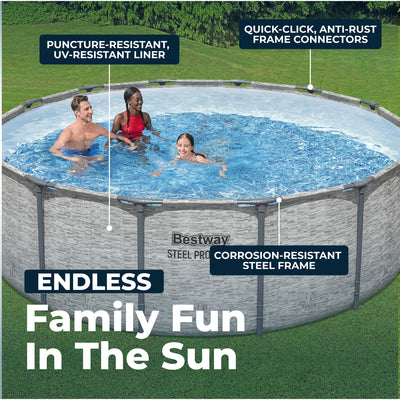 Bestway Steel Pro MAX 14 Foot Above Ground Pool Set w/ 3 Layer Liner (Open Box)