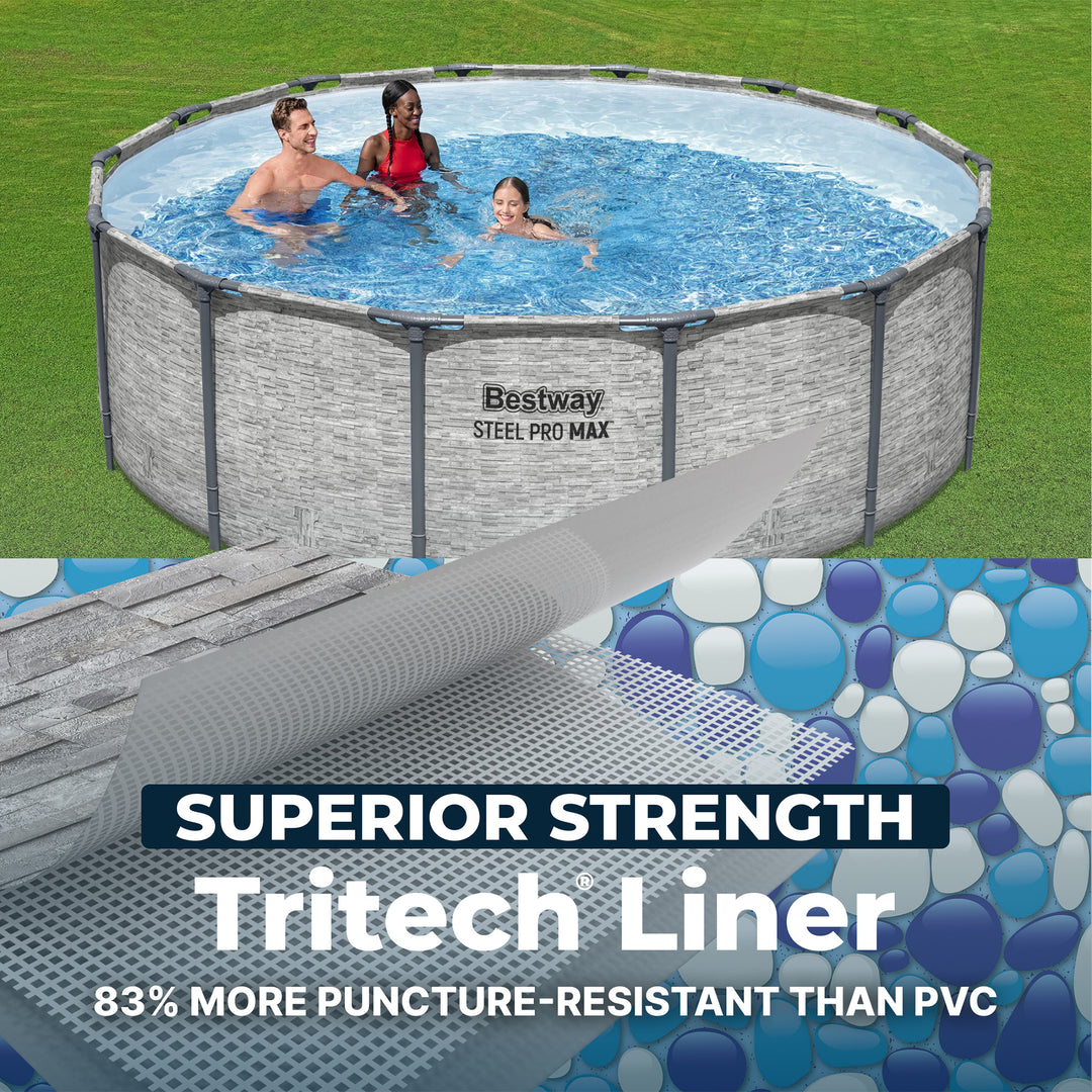 Bestway Steel Pro MAX 14'x48" Round Above Ground Swimming Pool with Pump & Cover - VMInnovations