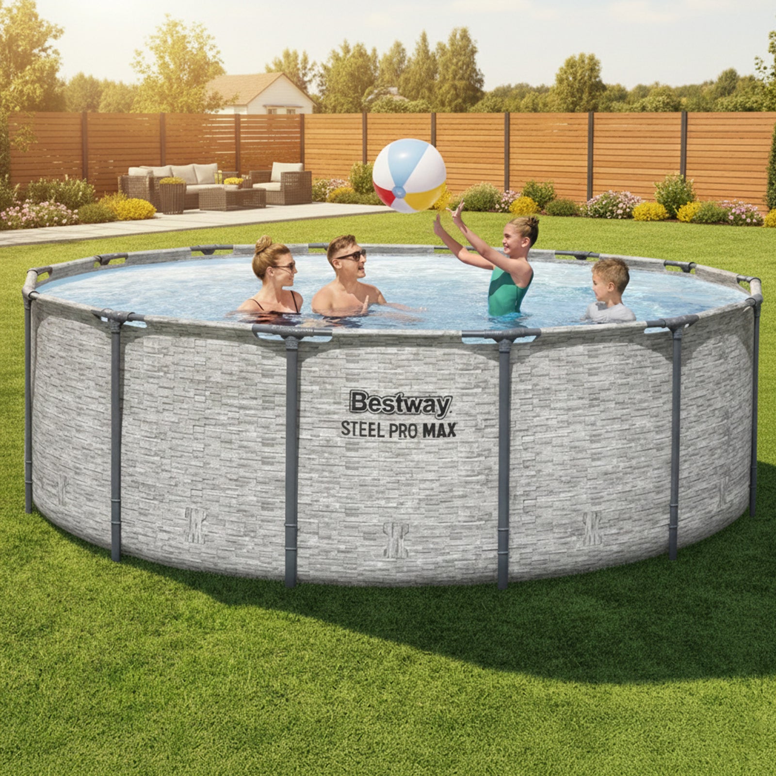 Bestway Steel Pro MAX 14'x48" Round Above Ground Swimming Pool with Pump & Cover - VMInnovations