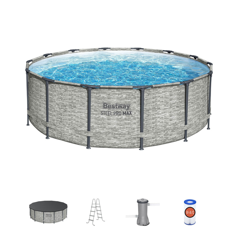 Bestway Steel Pro MAX 14 Foot Above Ground Pool Set w/ 3 Layer Liner (Open Box)