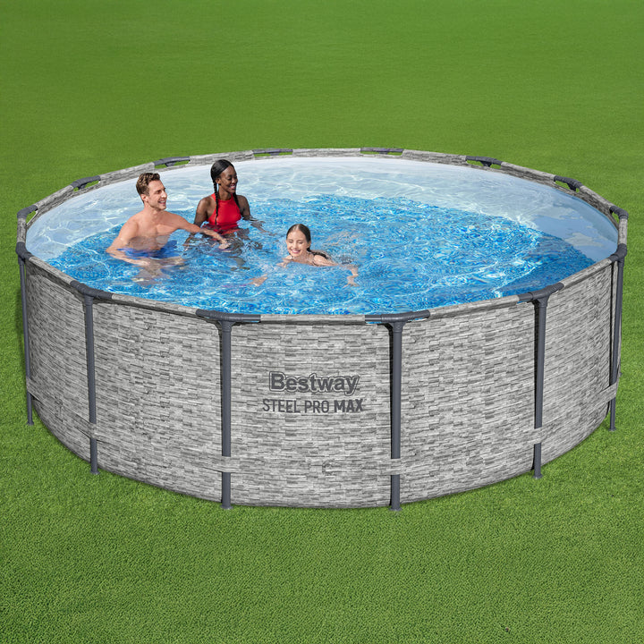 Bestway Steel Pro MAX 14 Foot Above Ground Pool Set w/ 3 Layer Liner (Used)