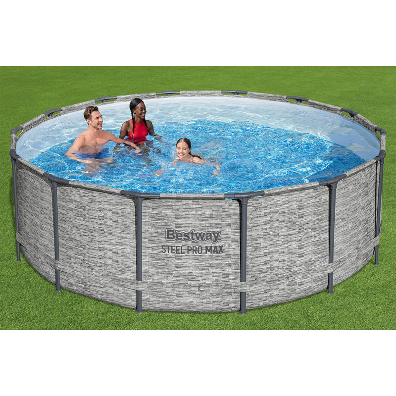 Bestway Steel Pro MAX 14 Foot Above Ground Pool Set w/ 3 Layer Liner (Open Box)