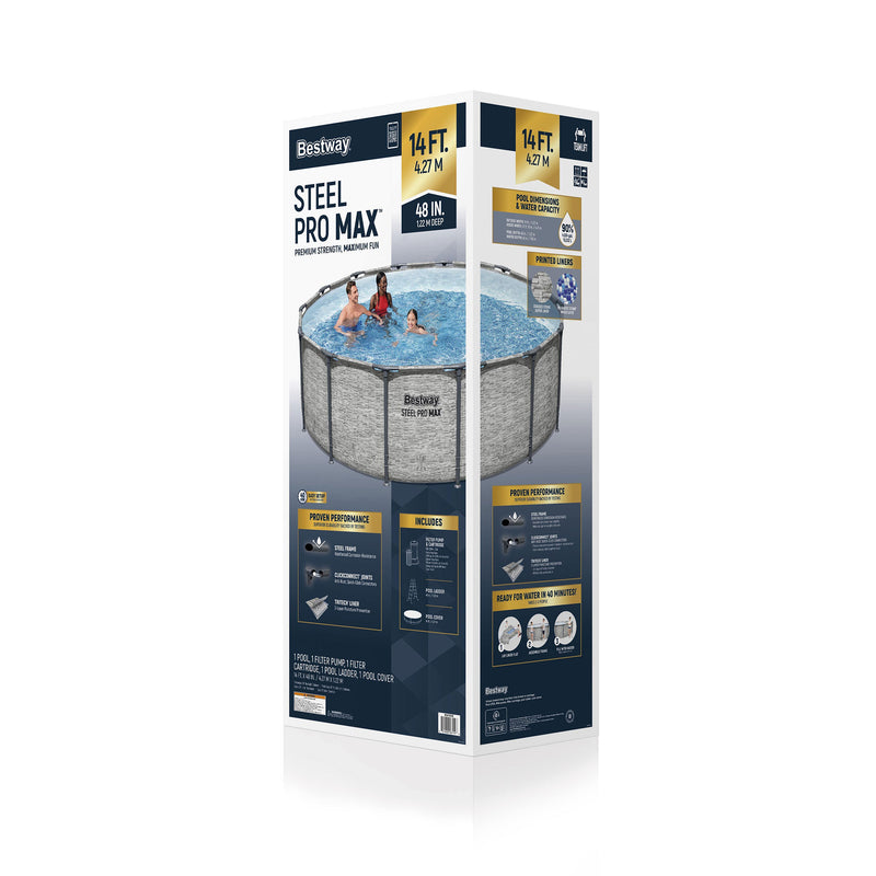 Bestway Steel Pro MAX 14 Foot Above Ground Pool Set w/ 3 Layer Liner (Open Box)