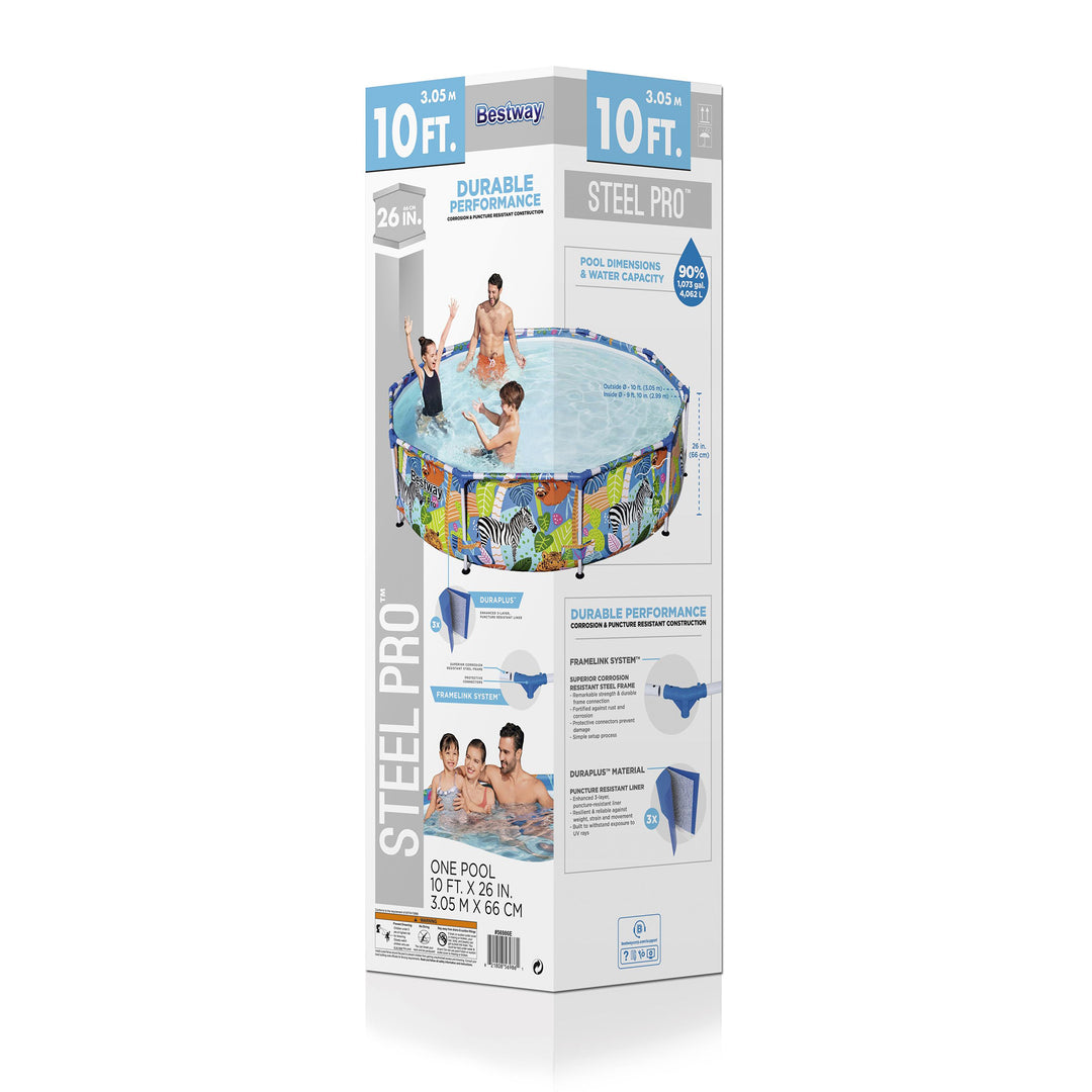 Bestway Steel Pro 10'x26" Above Ground Swimming Pool w/Animal Graphics(Open Box) - VMInnovations