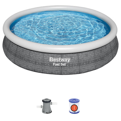 Bestway Fast Set 12'x30" Round Inflatable Outdoor Above Ground Swimming Pool Set