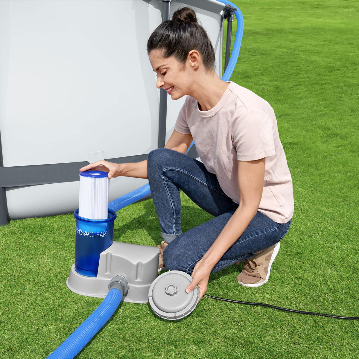 Bestway 58647E Flowclear 1,500 Gallon Transparent Above Ground Pool Filter Pump