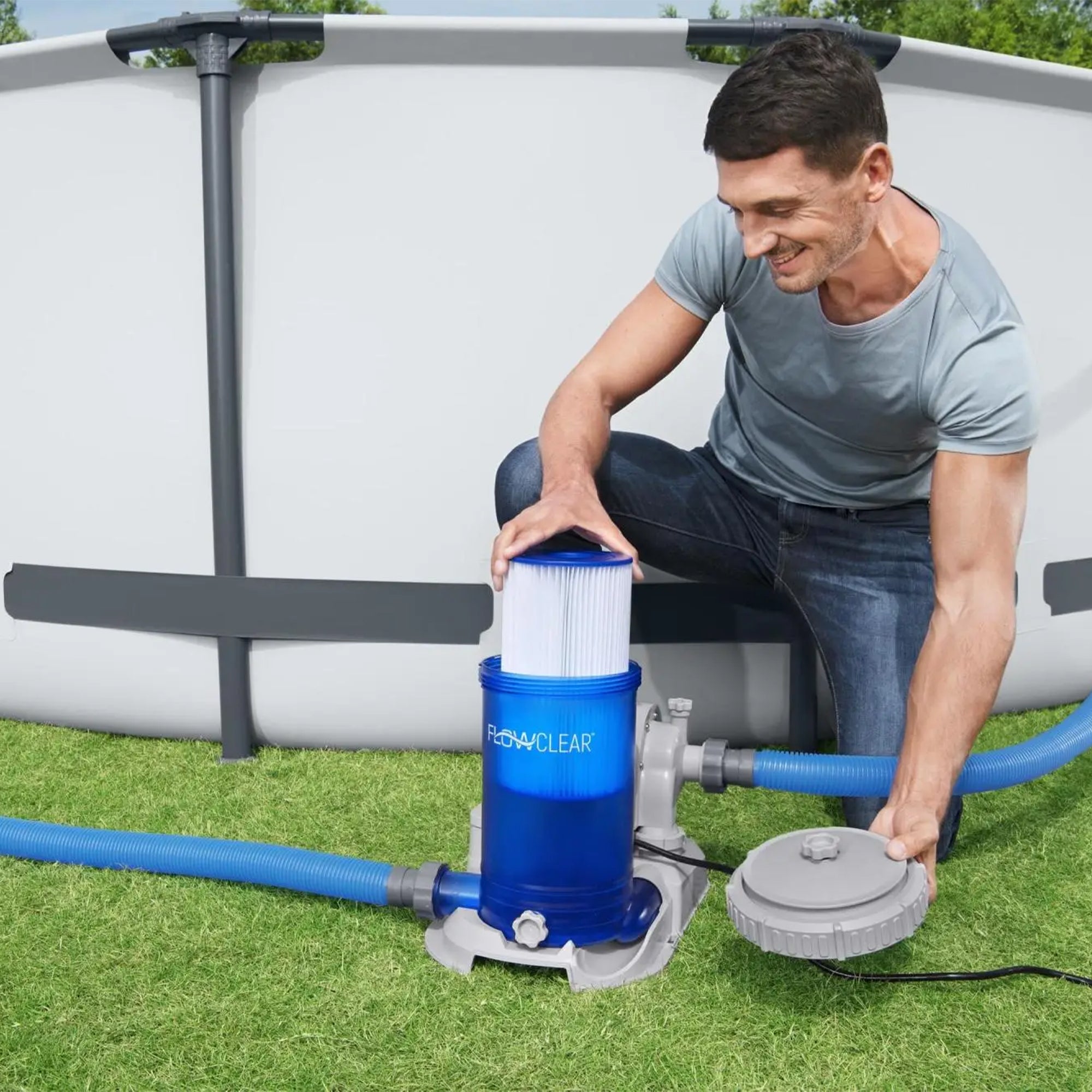 Bestway 58671E Flowclear 2,500 Gallon Transparent Above Ground Pool Filter Pump
