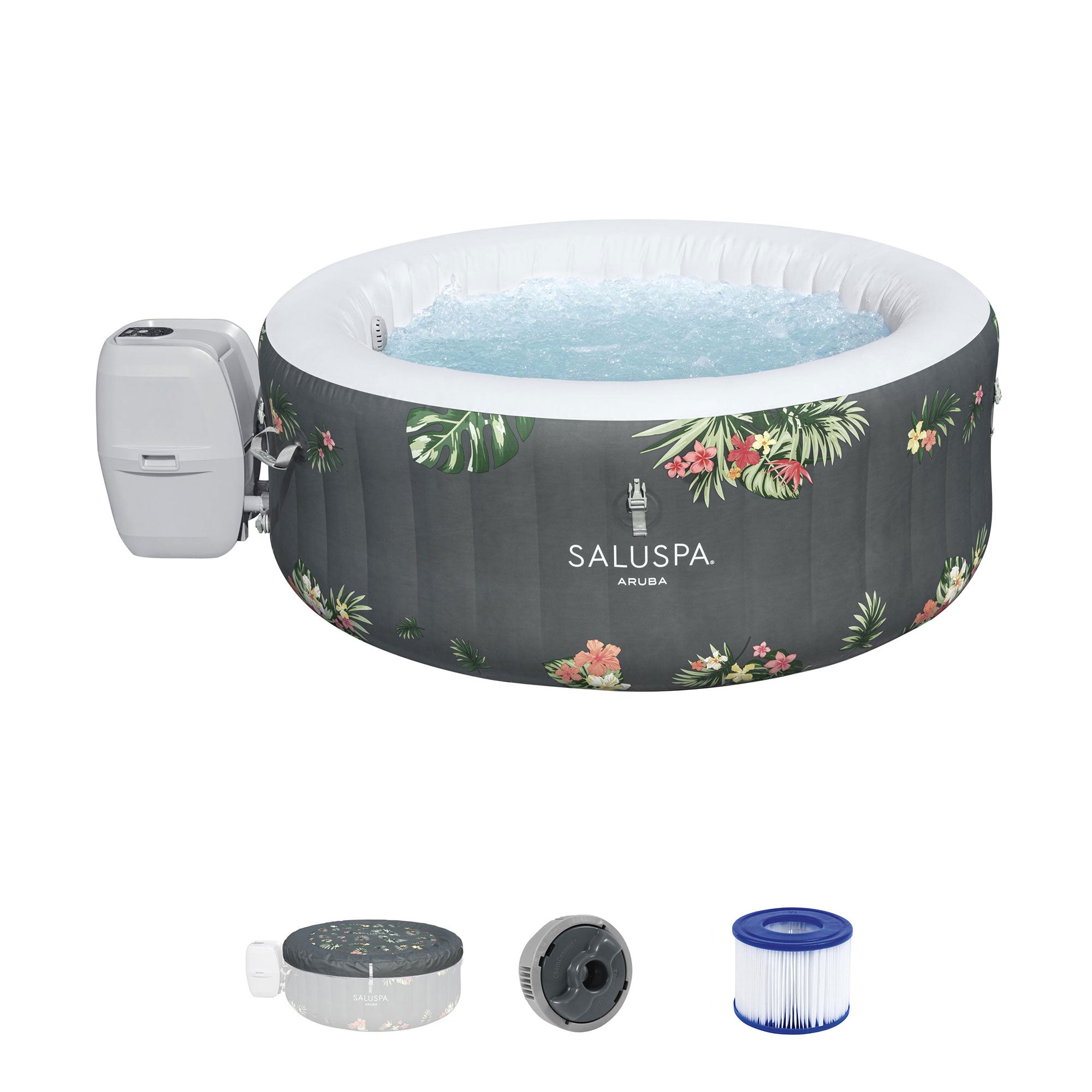 Bestway SaluSpa Aruba AirJet Inflatable Hot Tub with 110 Soothing Jets, Gray - VMInnovations