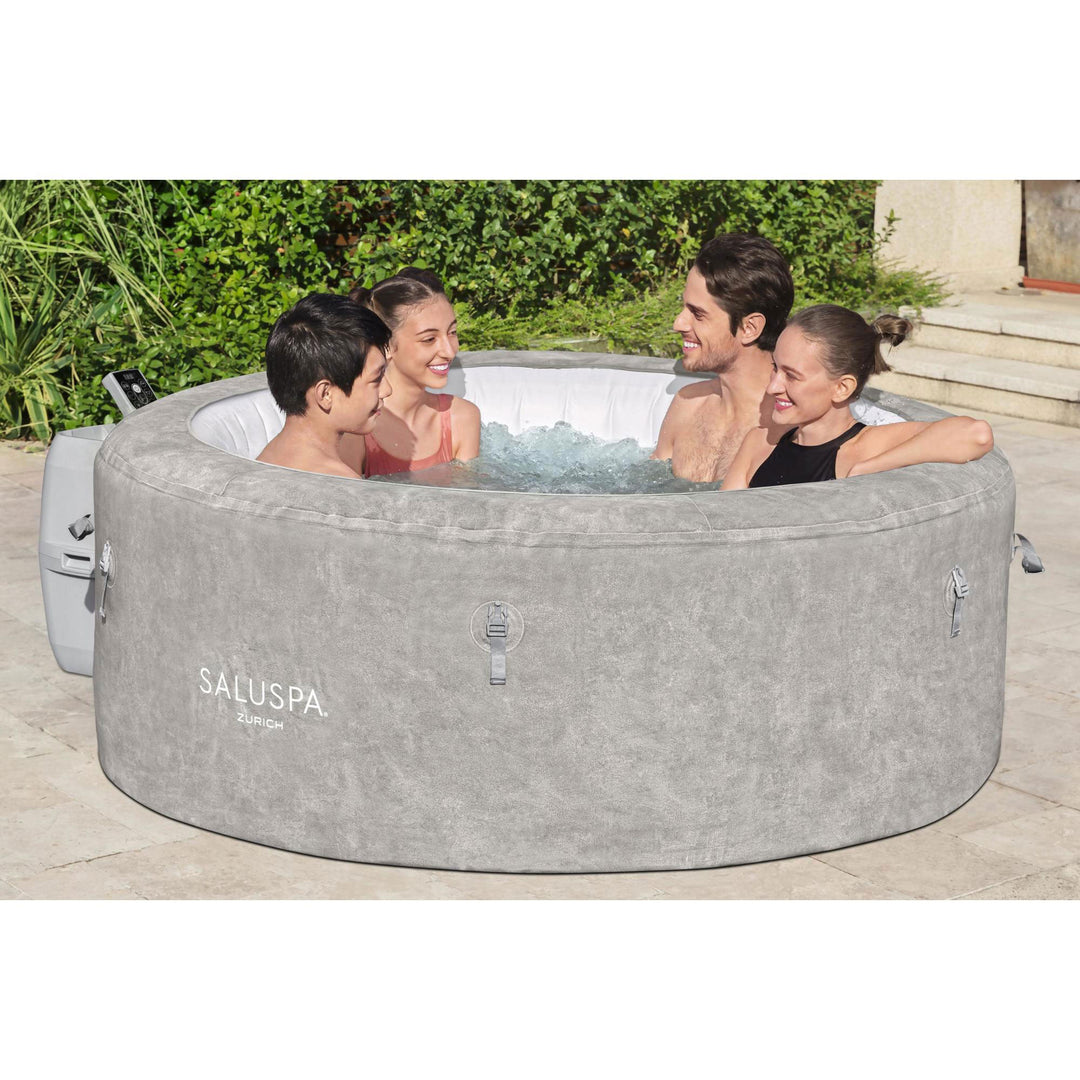Bestway SaluSpa Zurich AirJet Inflatable Hot Tub w/120 Soothing Jets, Gray(Used) - VMInnovations