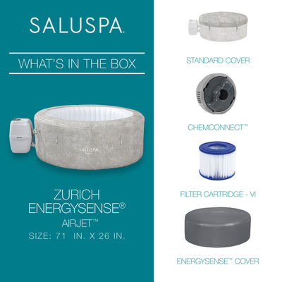 Bestway Zurich SaluSpa 120 AirJet 2-4 Person Inflatable Hot Tub Spa (Open Box) - VMInnovations