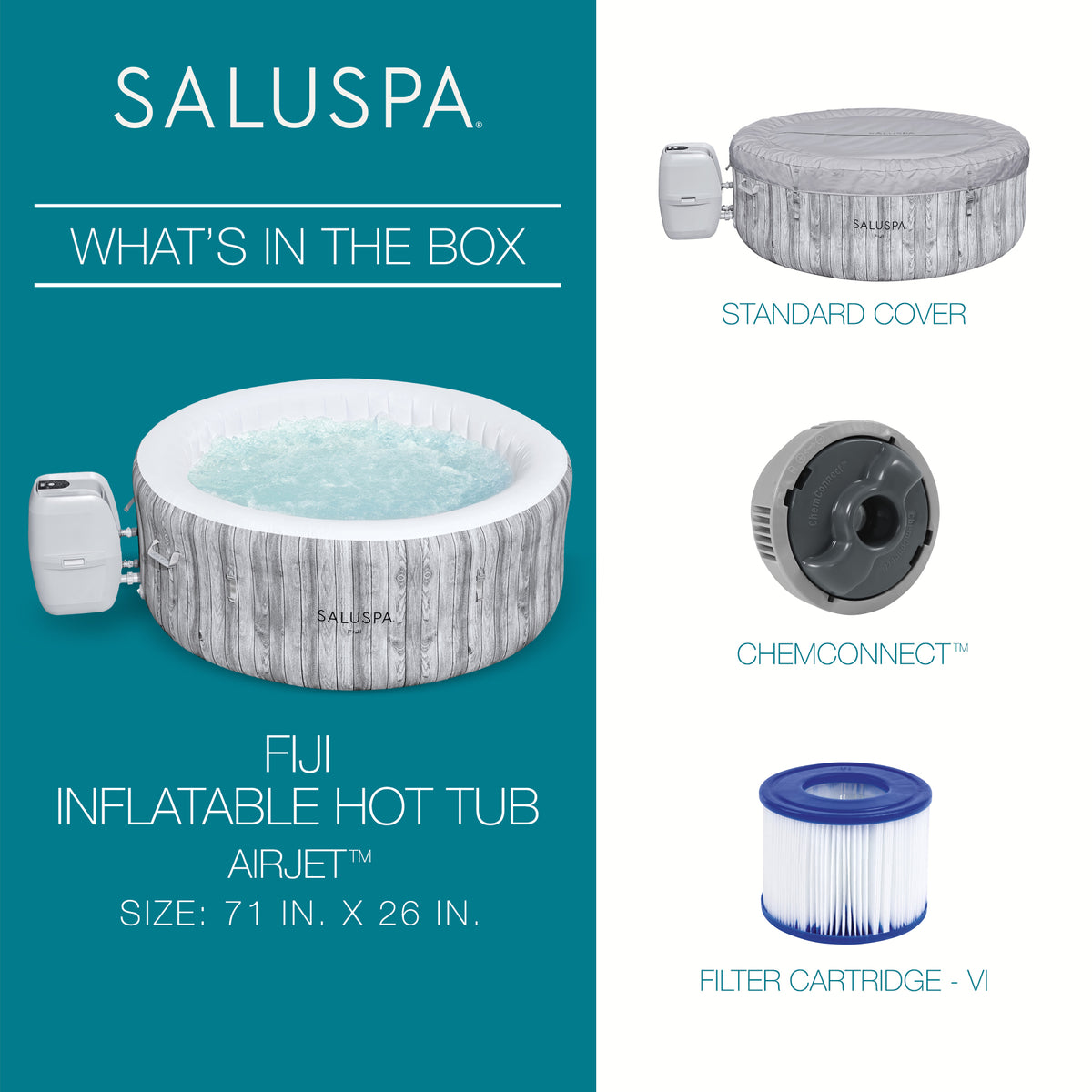 Bestway SaluSpa Fiji 2 to 4 Person Inflatable Air Jet Hot Tub Spa (Open Box)