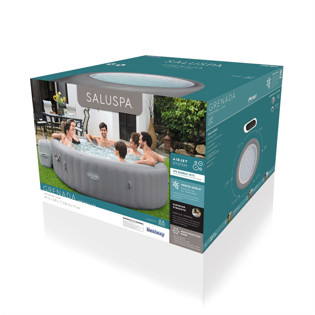 Bestway SaluSpa Grenada 8 Person Inflatable Round Air Jet Hot Tub Spa (Open Box) - VMInnovations