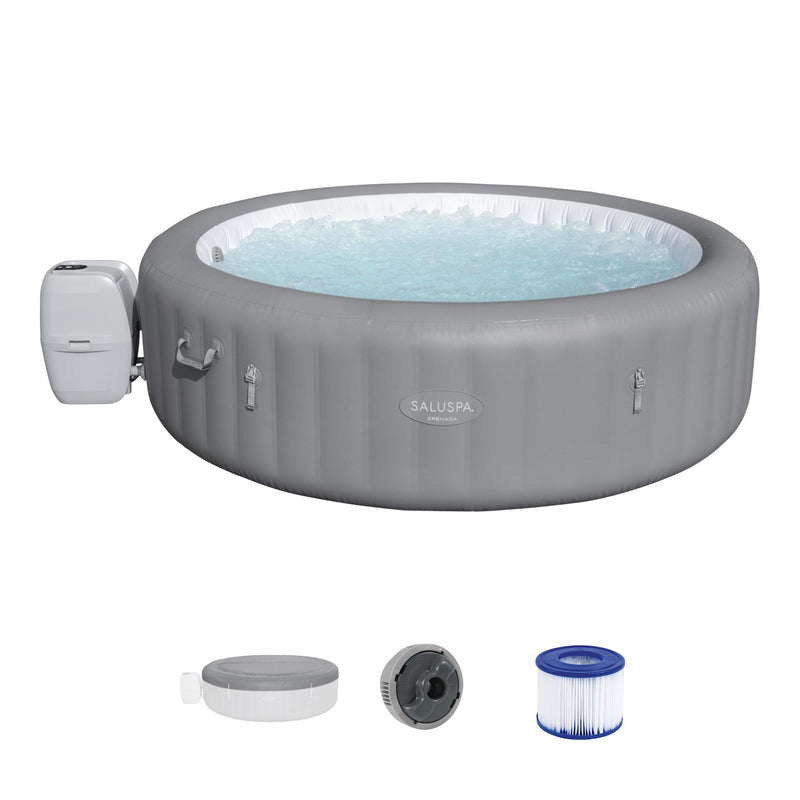 Bestway SaluSpa Grenada AirJet Inflatable Hot Tub with 190 Soothing Jets, Gray