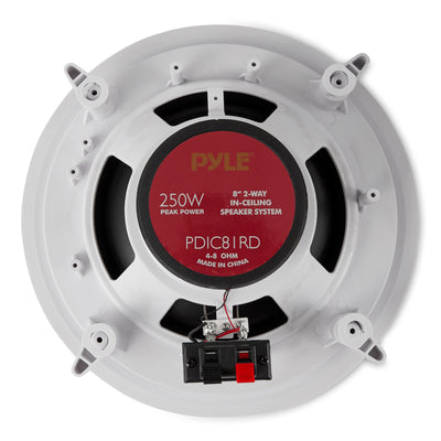 Pyle PDIC81RD 250W 8" Round Flush Mount In-Wall/Ceiling Home Speakers, 2 Pack